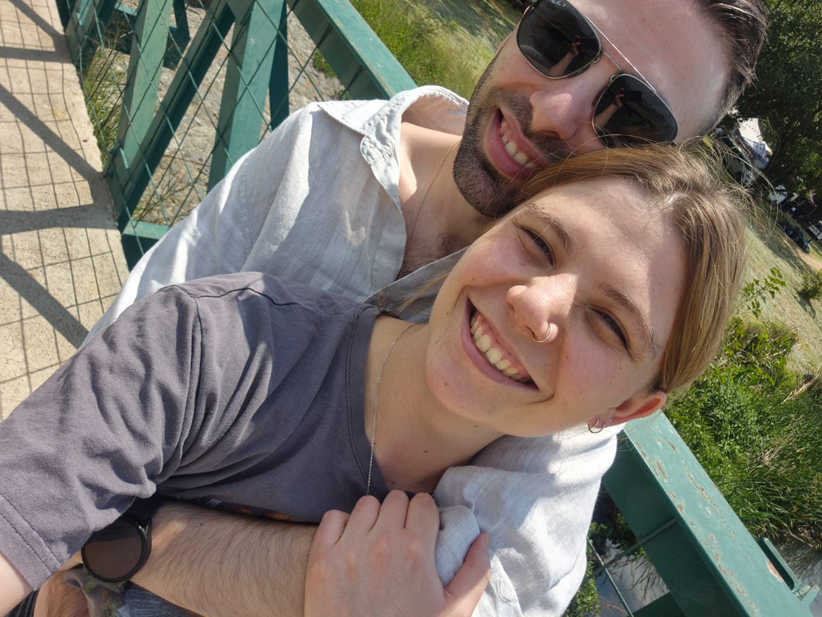 Rui and Cailyn together on a bridge